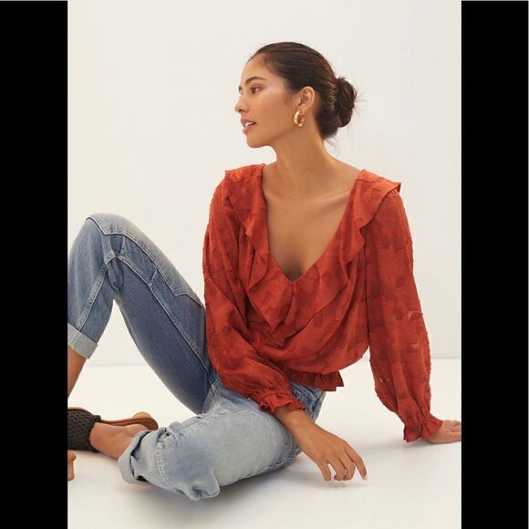 Anthropologie Textured Floral Blouse - Picture 1 of 5